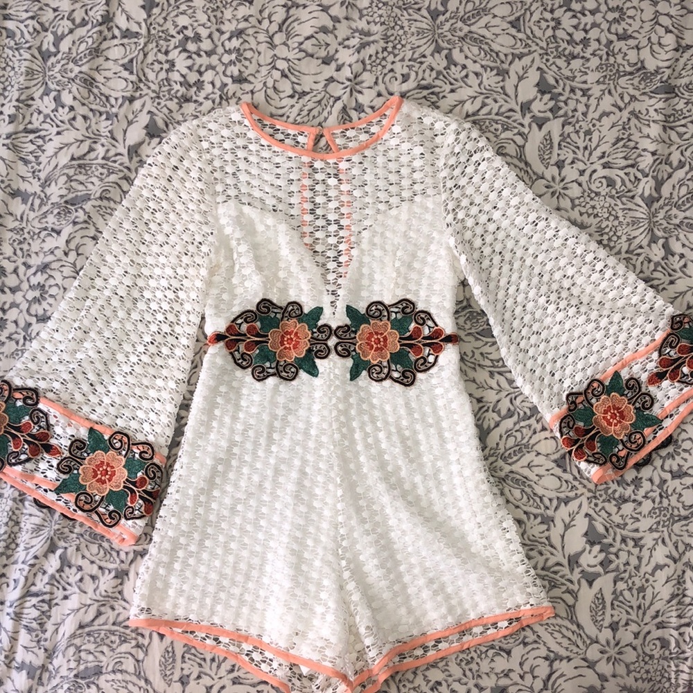 White Floral Romper